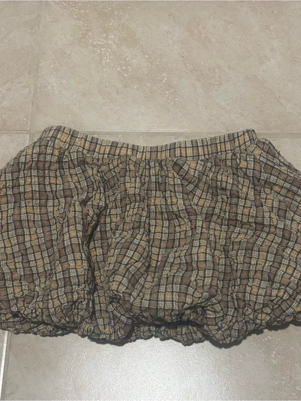 The Vintage Shop Plaid Mini Skirt in Brown and Tan